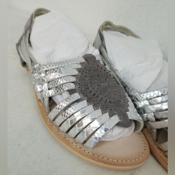 Seychelles Womens Woven Leather Sling Back Flats Sandals silver Size 10M - new - Picture 6 of 10
